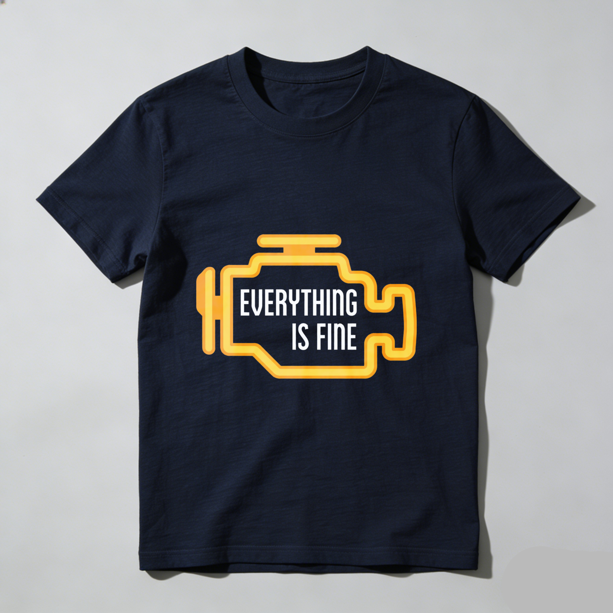 Everything Is Fine T Shirt With Car Engine Design Black Cotton Tee For Men Women Unisex Casual Wear Automotive Humor Gift