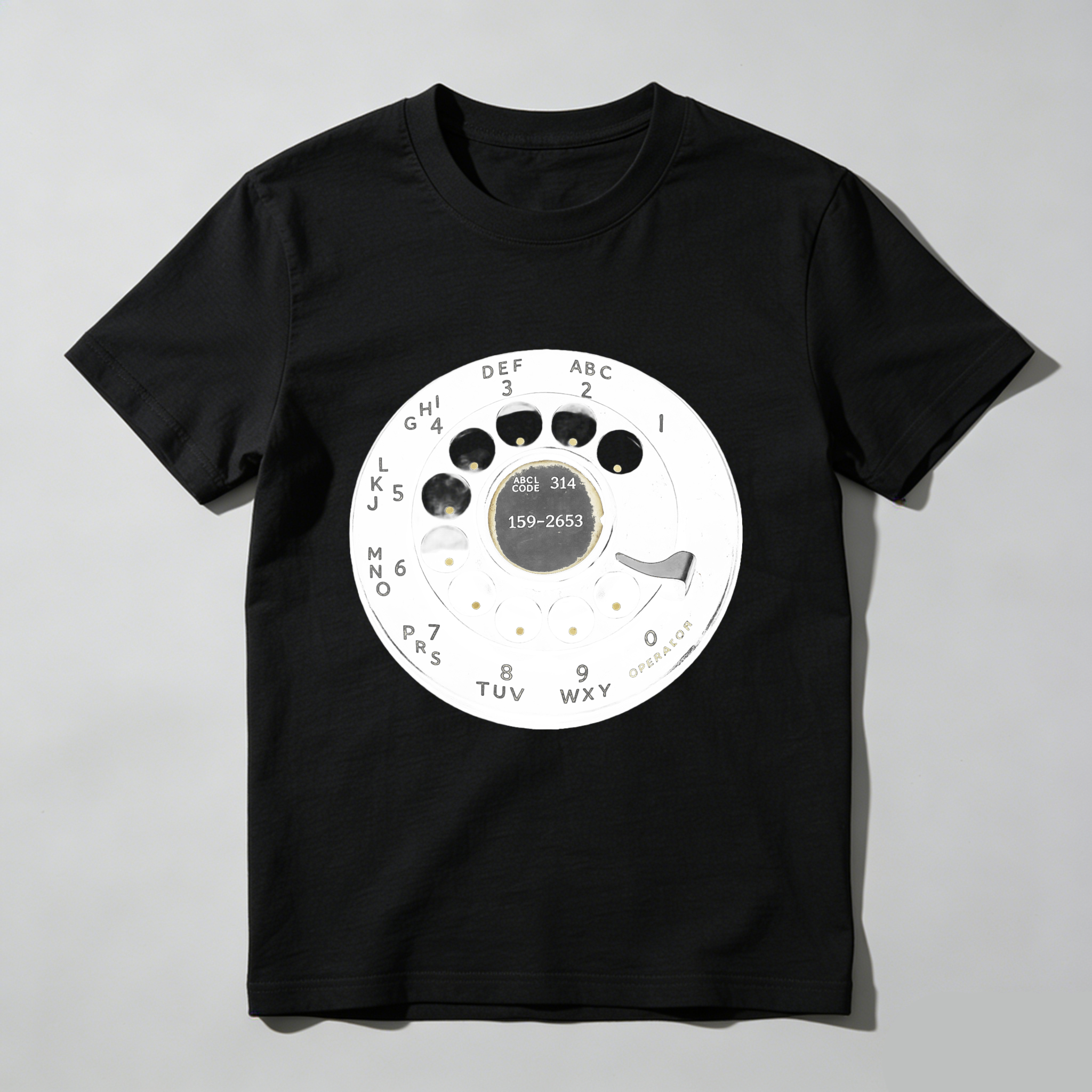 Vintage Rotary Phone Dial Design T Shirt Made In Usa Retro Telephone Graphic Unisex Black Tee