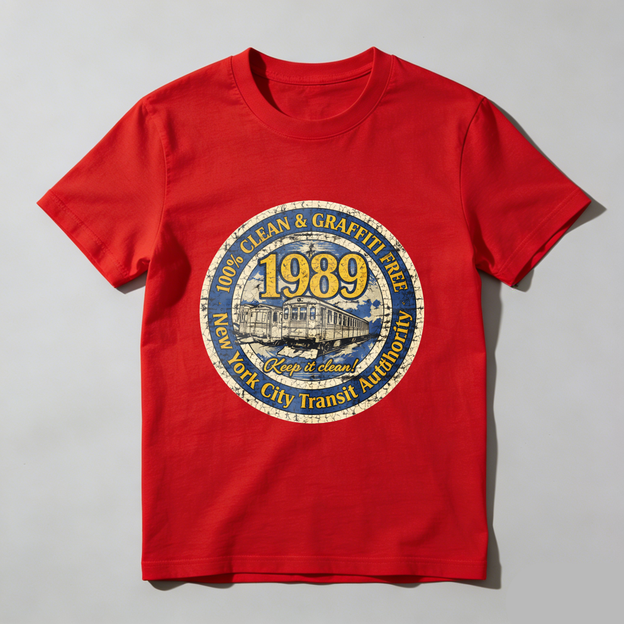 New York City Transit Authority 1989 Clean And Graffiti Free Subway Train T-Shirt
