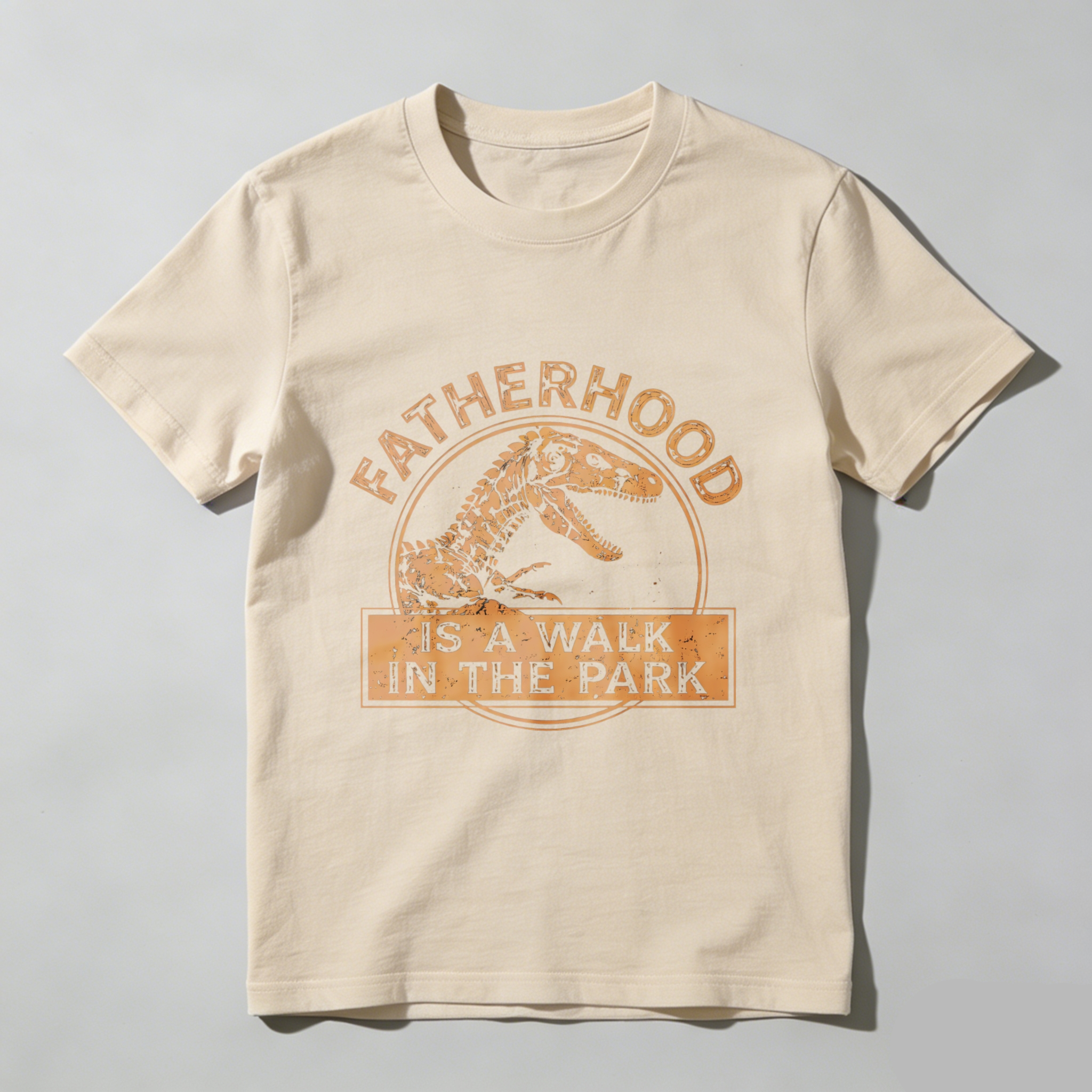 TEECURENT Fatherhood Is A Walk In The Park Dinosaur T-Shirt For Men Funny Dad Gift Shirt
