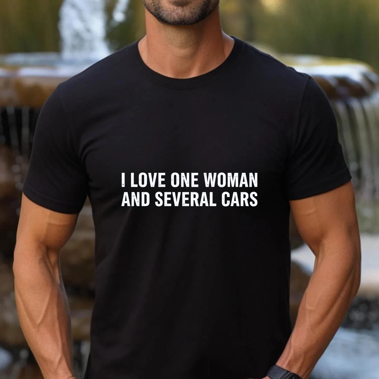 I Love One Woman And Several Cars T Shirt Men Women Car Lover Gift Humor Statement Tee Black