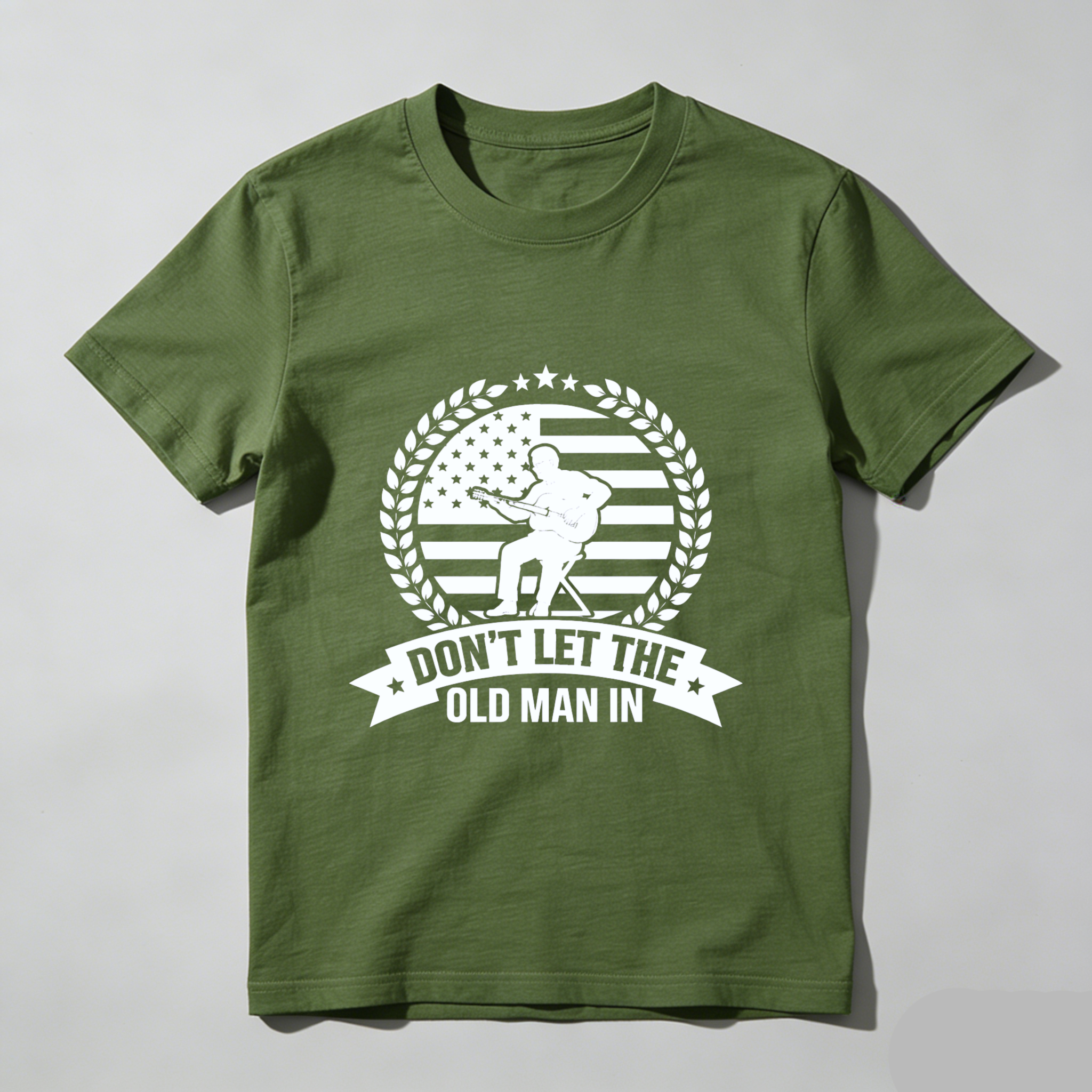 TEECURENT Dont Let The Old Man In American Flag T-Shirt Funny Humorous Graphic Tee Men Women Casual Wear