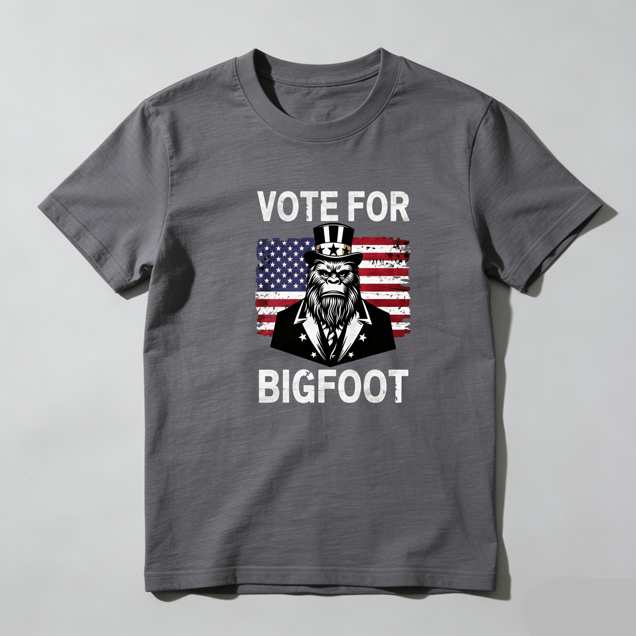 TEECURENT Vote For Bigfoot America Pure Cotton Short Sleeve T Shirt-TeeCurent