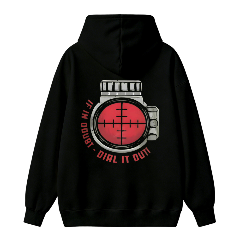 Red Sniper Scope Crosshair If In Doubt Dial It Out Graphic Unisex Classic Hoodie