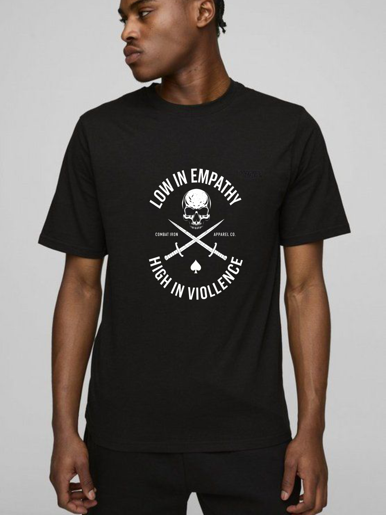 TEECURENT Low In Empathy High In Violence Pure Cotton Short Sleeve T Shirt-TeeCurent