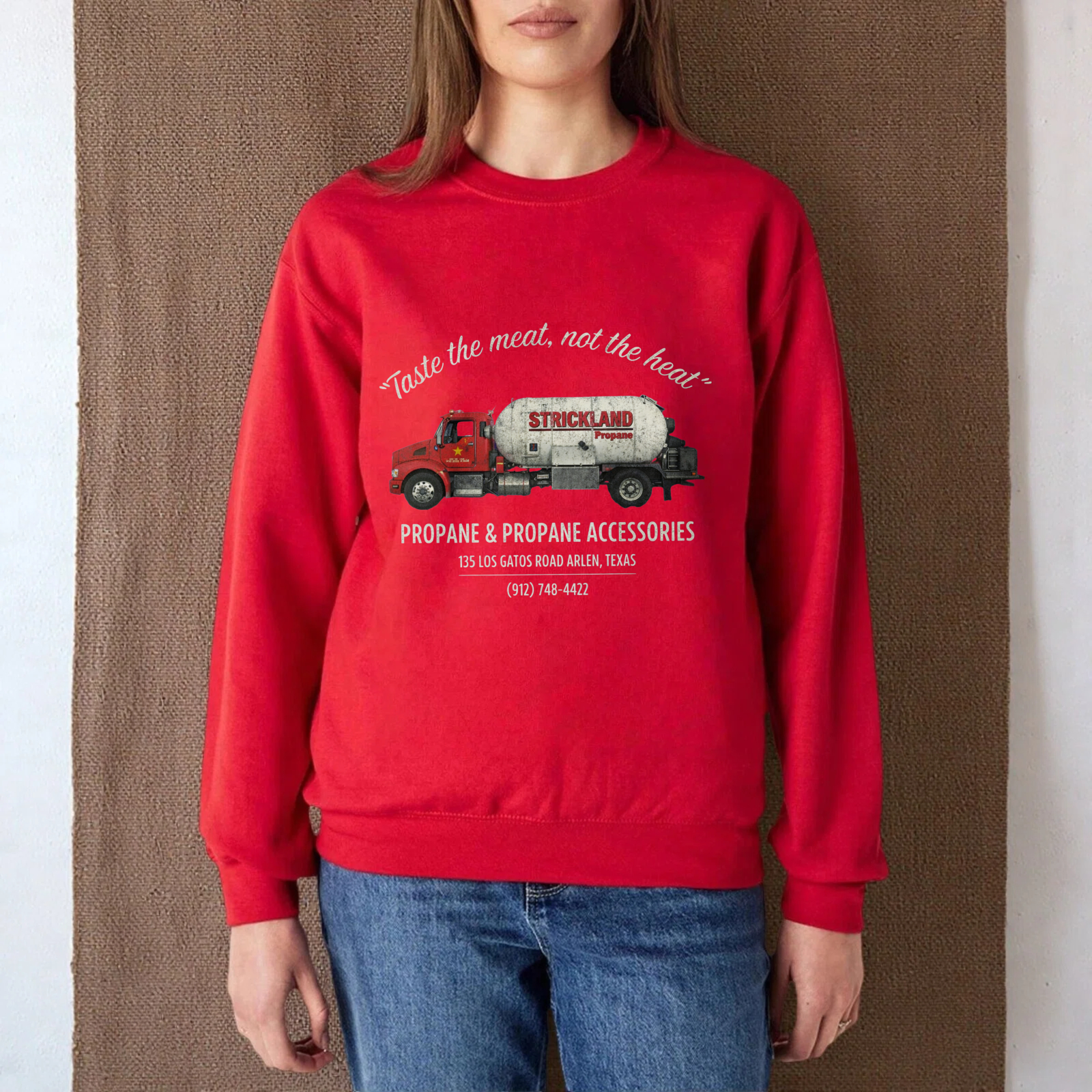 TEECURENT Stockland Propane And Accessories Sweatshirt With Truck Graphic And Texas Address For Grilling Enthusiasts