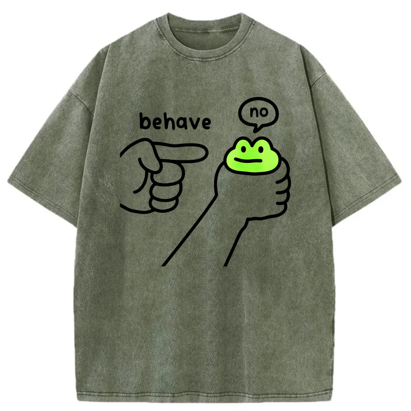 Behave No Frog Hand Pointing tshirt 100% cotton