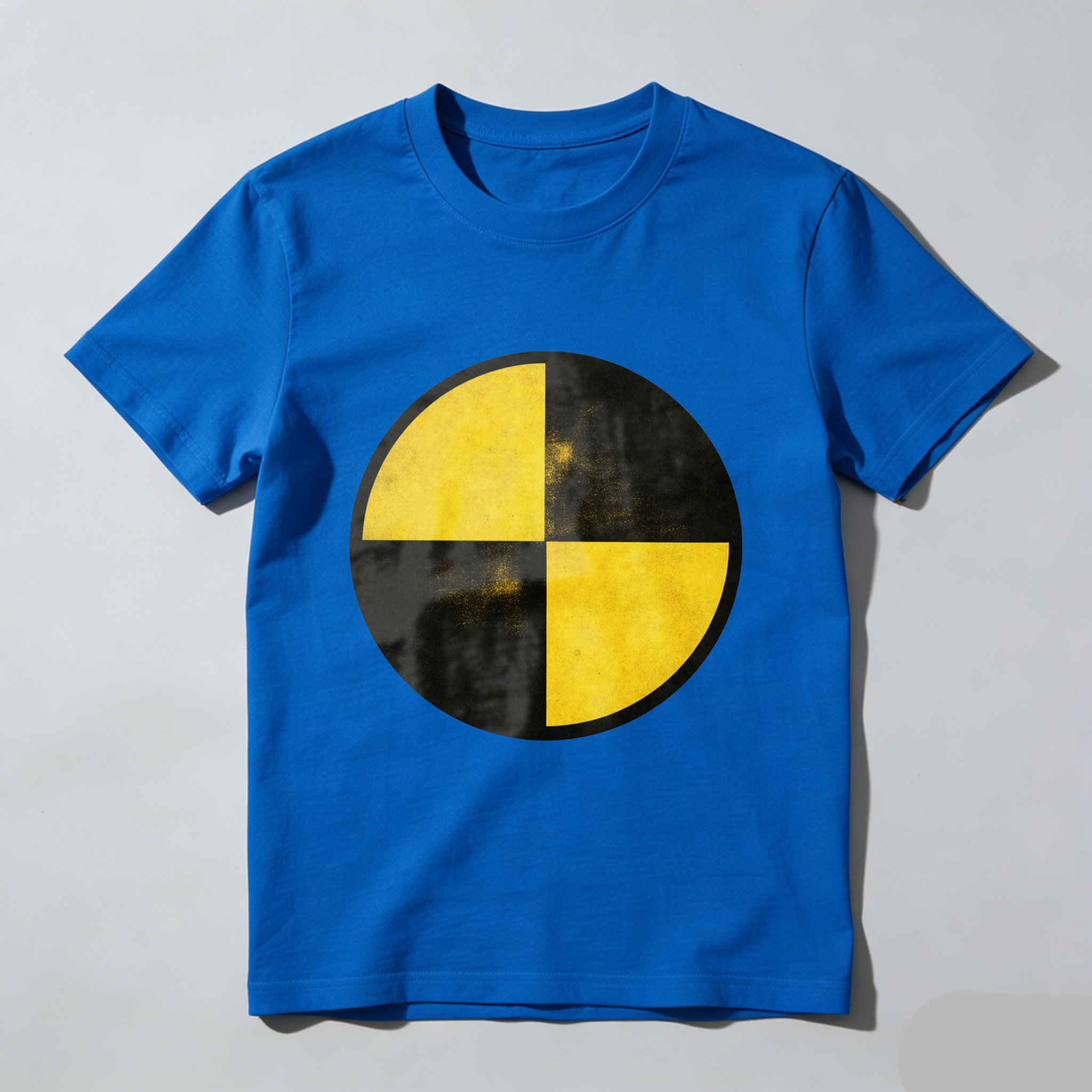 Black T Shirt With Yellow And Black Circle Design Minimalist Graphic Print Casual Wear For Men And Women