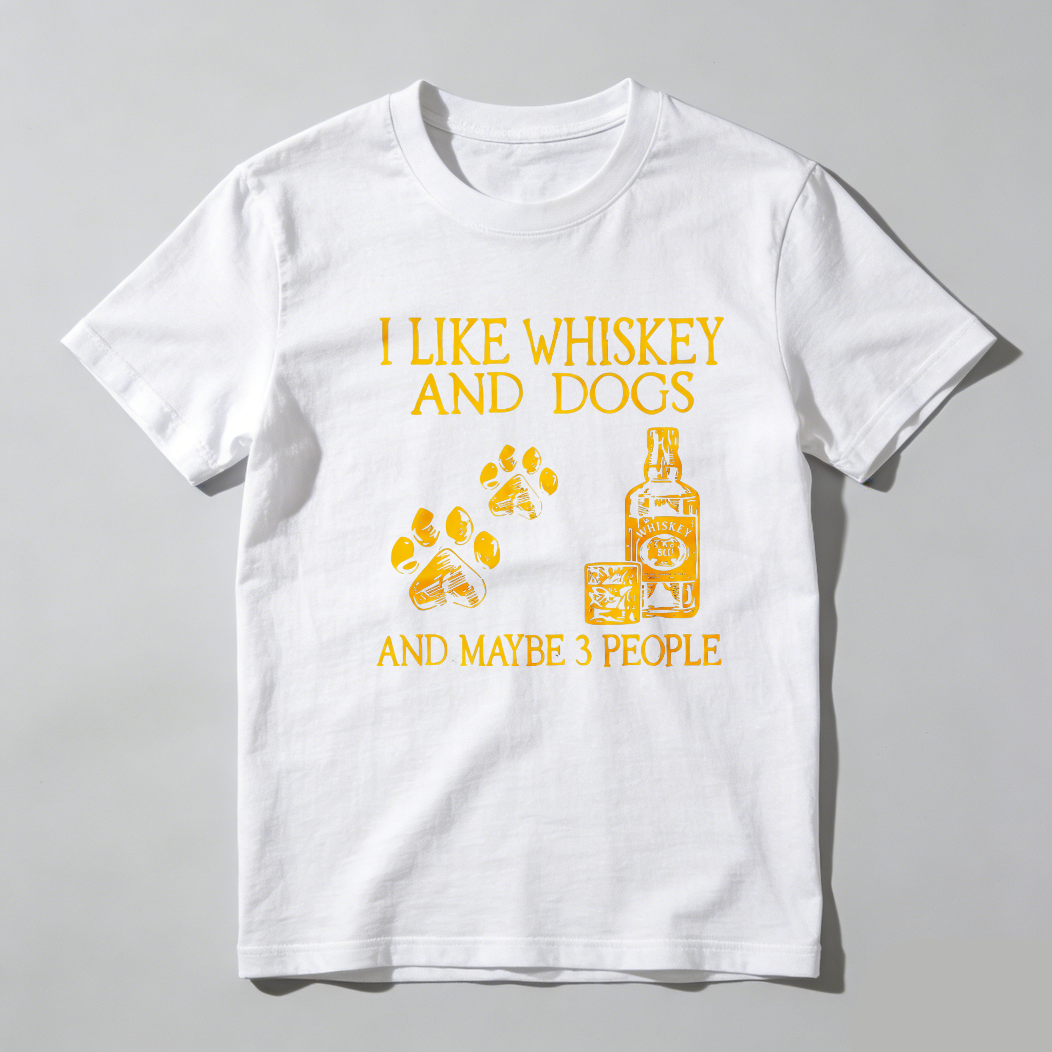 TEECURENT I Like Whiskey And Dogs And Maybe 3 People Pure Cotton Short Sleeve T Shirt-TeeCurent