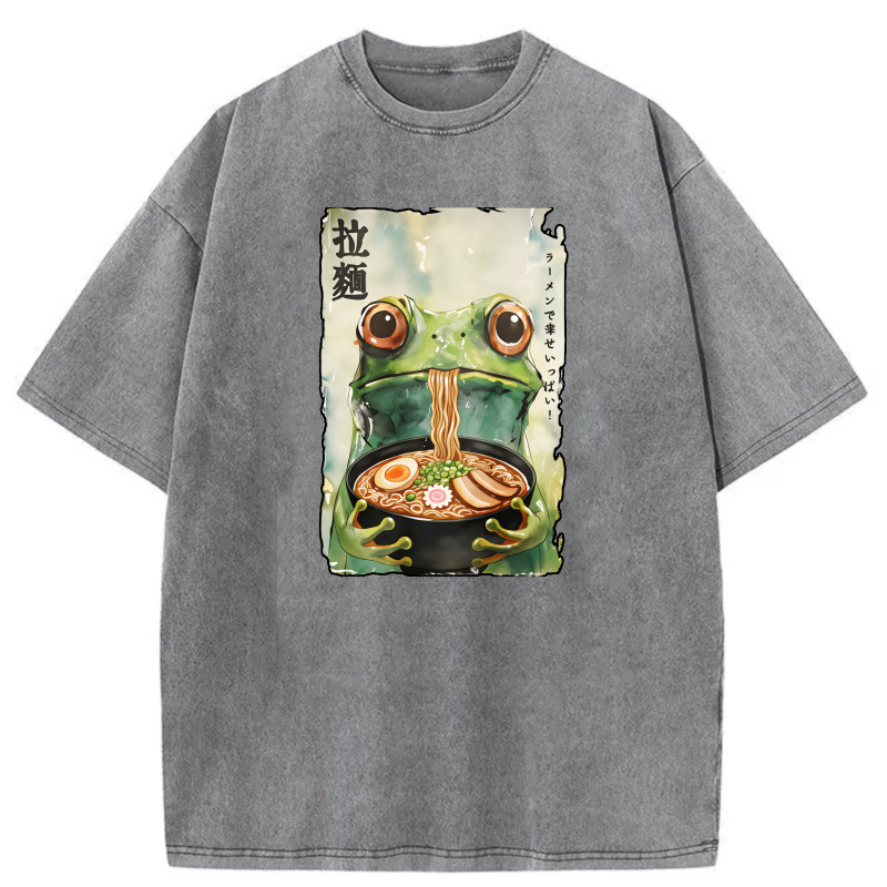 Frog Eating Ramen With Noodles And Egg tshirt 100% cotton