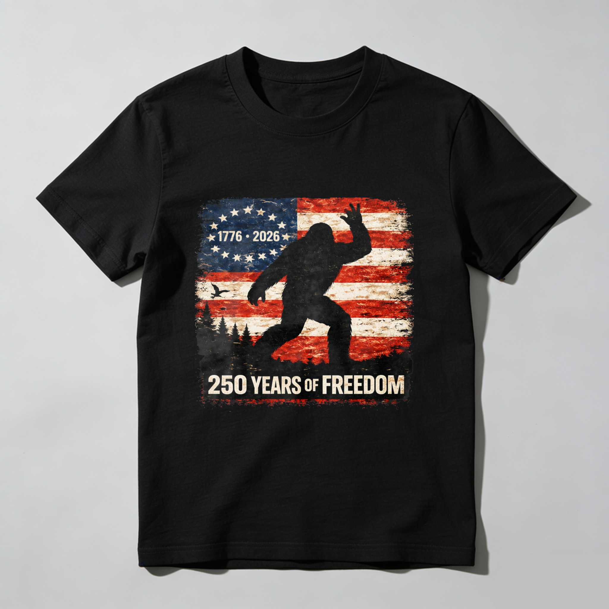 Bigfoot American Flag 1776 2026 250 Years Of Freedom Independence Day T Shirt