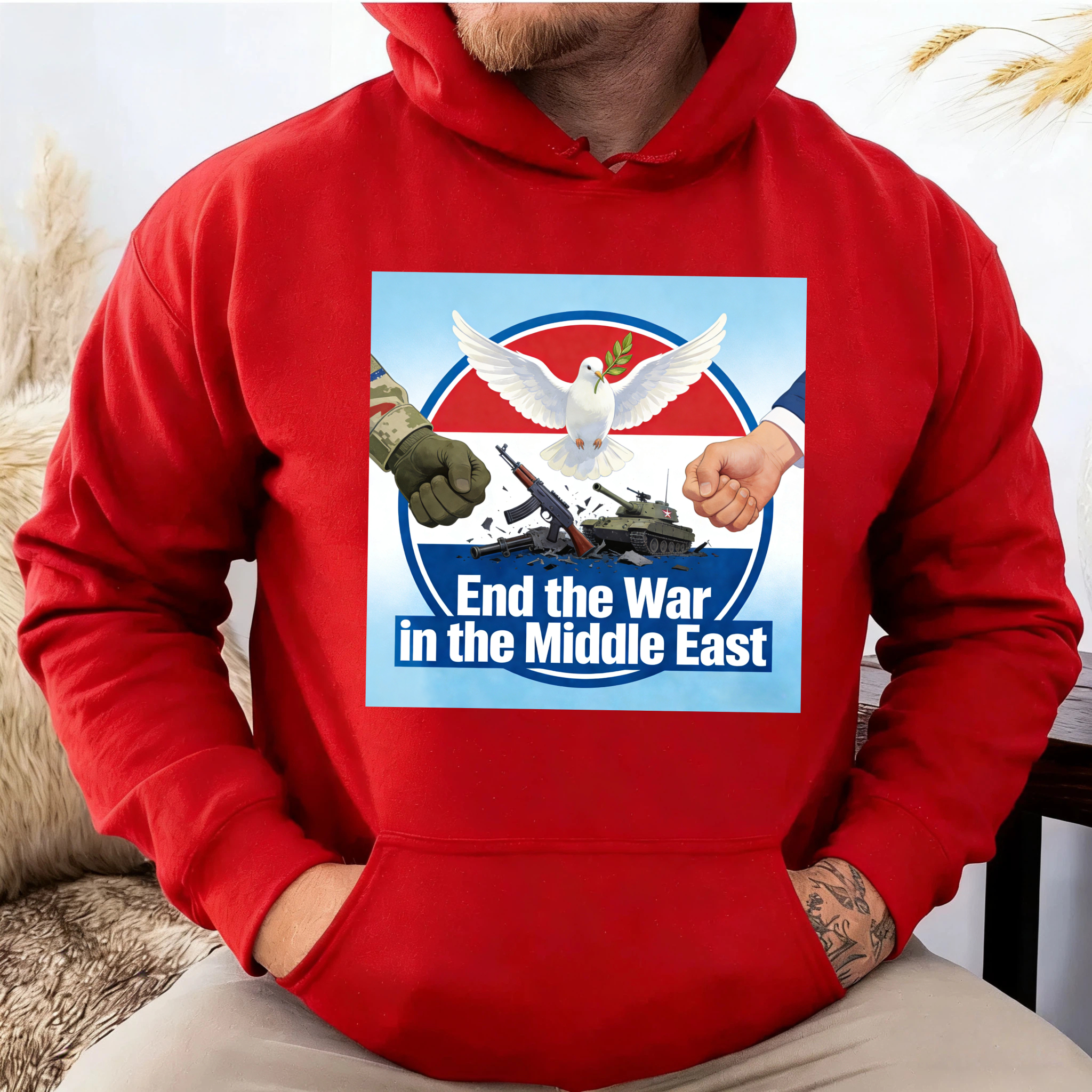 TEECURENT End The War In The Middle East Peace Dove Hoodie With Graphic Design For Peace Advocates And Humanitarian Supporters