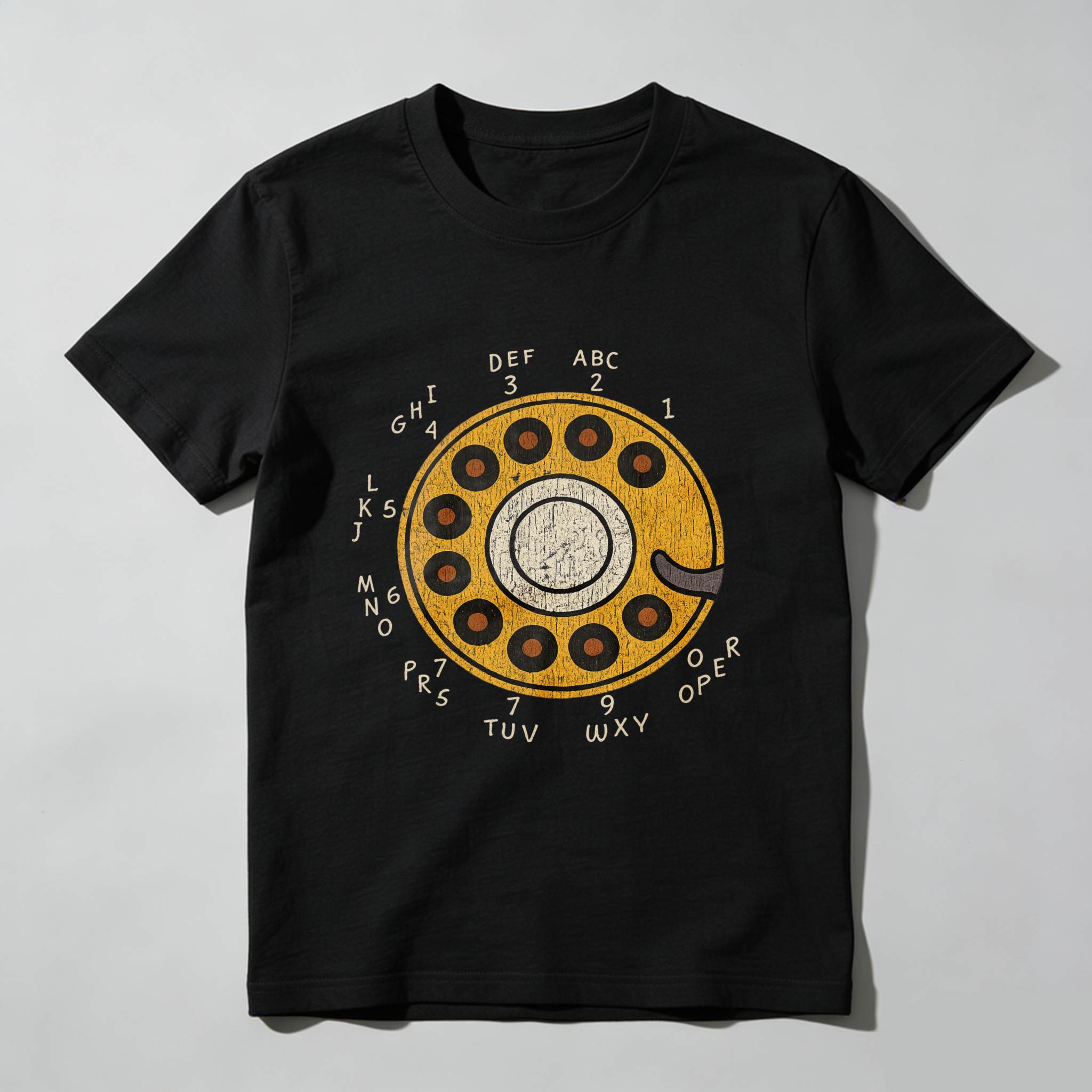 Vintage Rotary Dial Phone T-Shirt Made In Usa Retro Telephone Design Black Cotton Shirt Unisex Classic Style Gift For Tech Enthusiasts