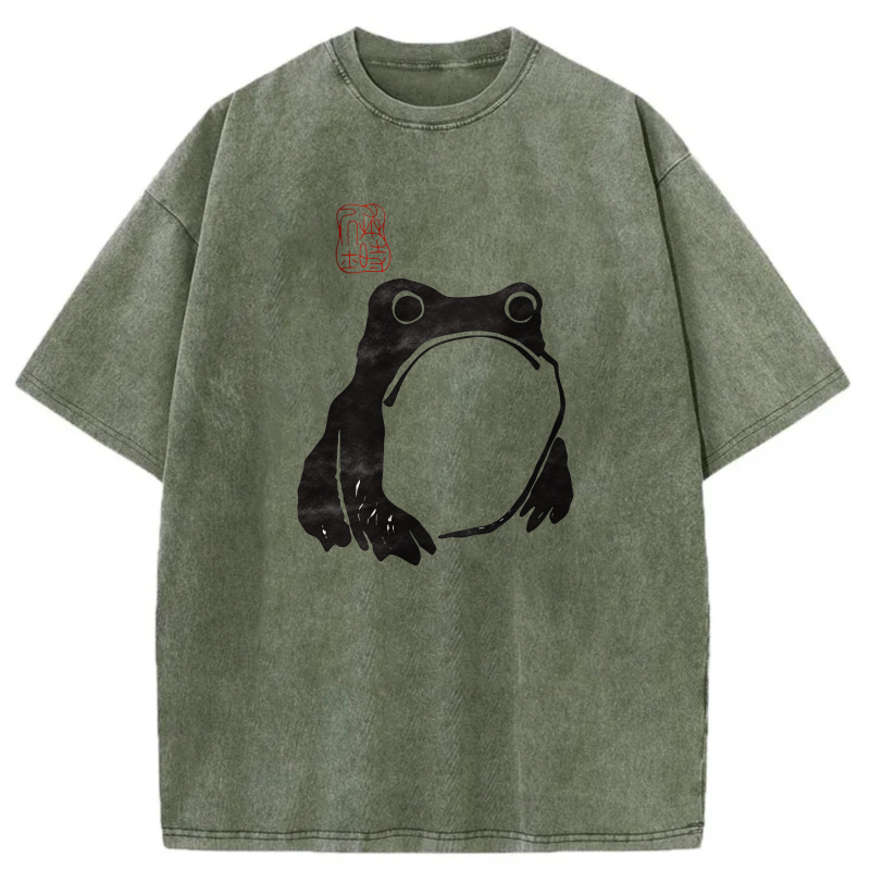 White Frog With Open Mouth Design tshirt 100% cotton
