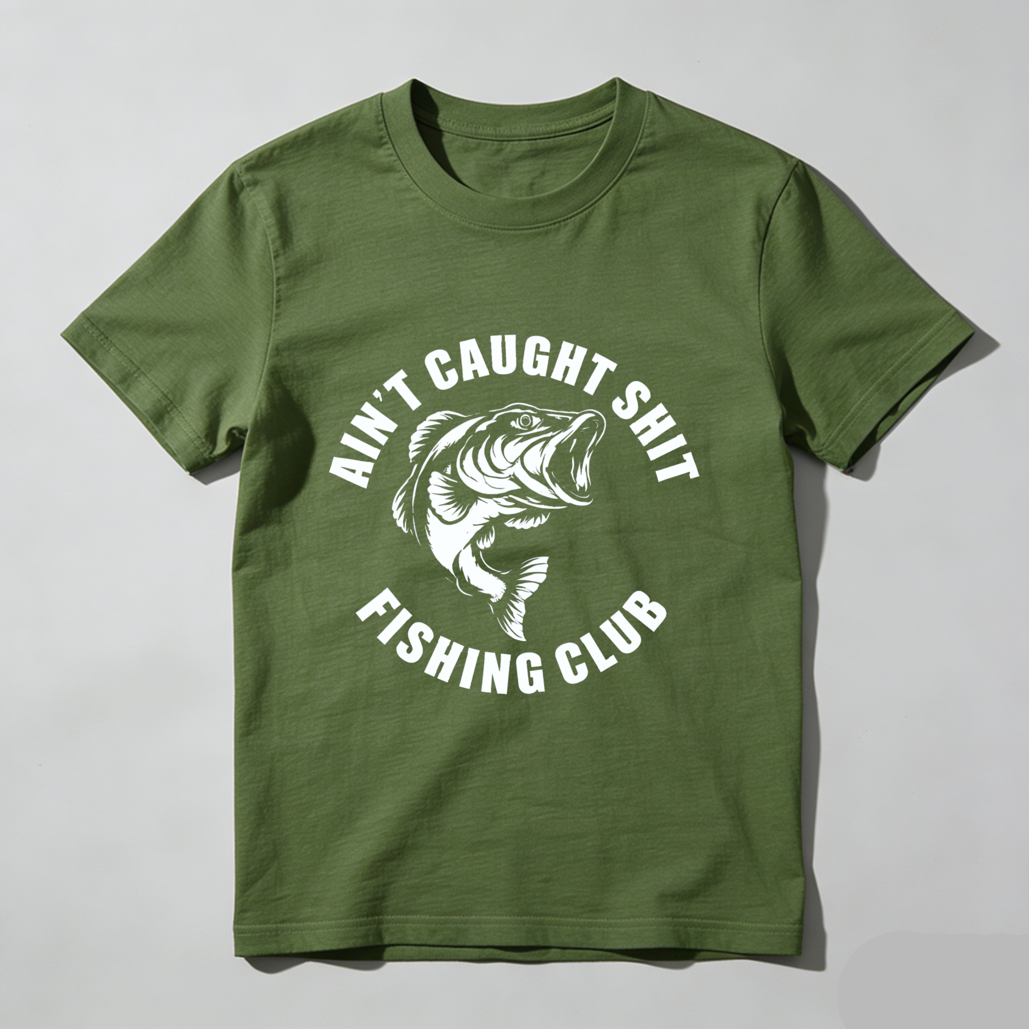 TEECURENT Aint Caught Shit Fishing Club T-Shirt Black Men's Casual Graphic Tee Fish Design Funny Fishing Humor Apparel WOMEN