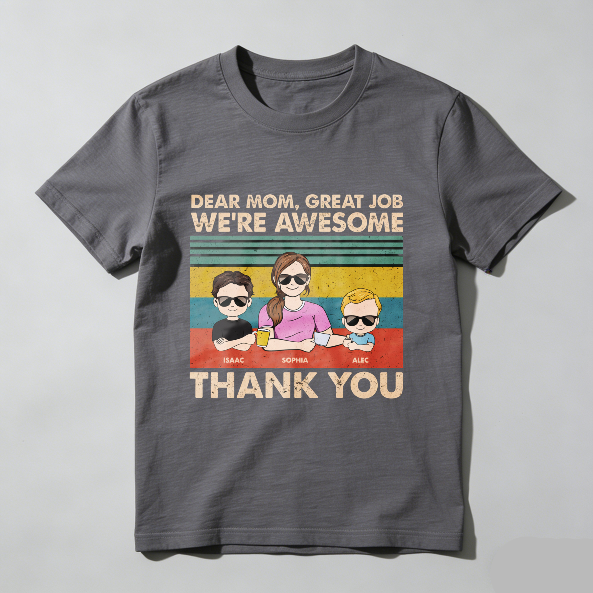 TEECURENT Dear Mom Great Job Were Awesome Thank You Family T Shirt Custom Personalized Gift For Mother Mother S Day Birthday Present WOMEN