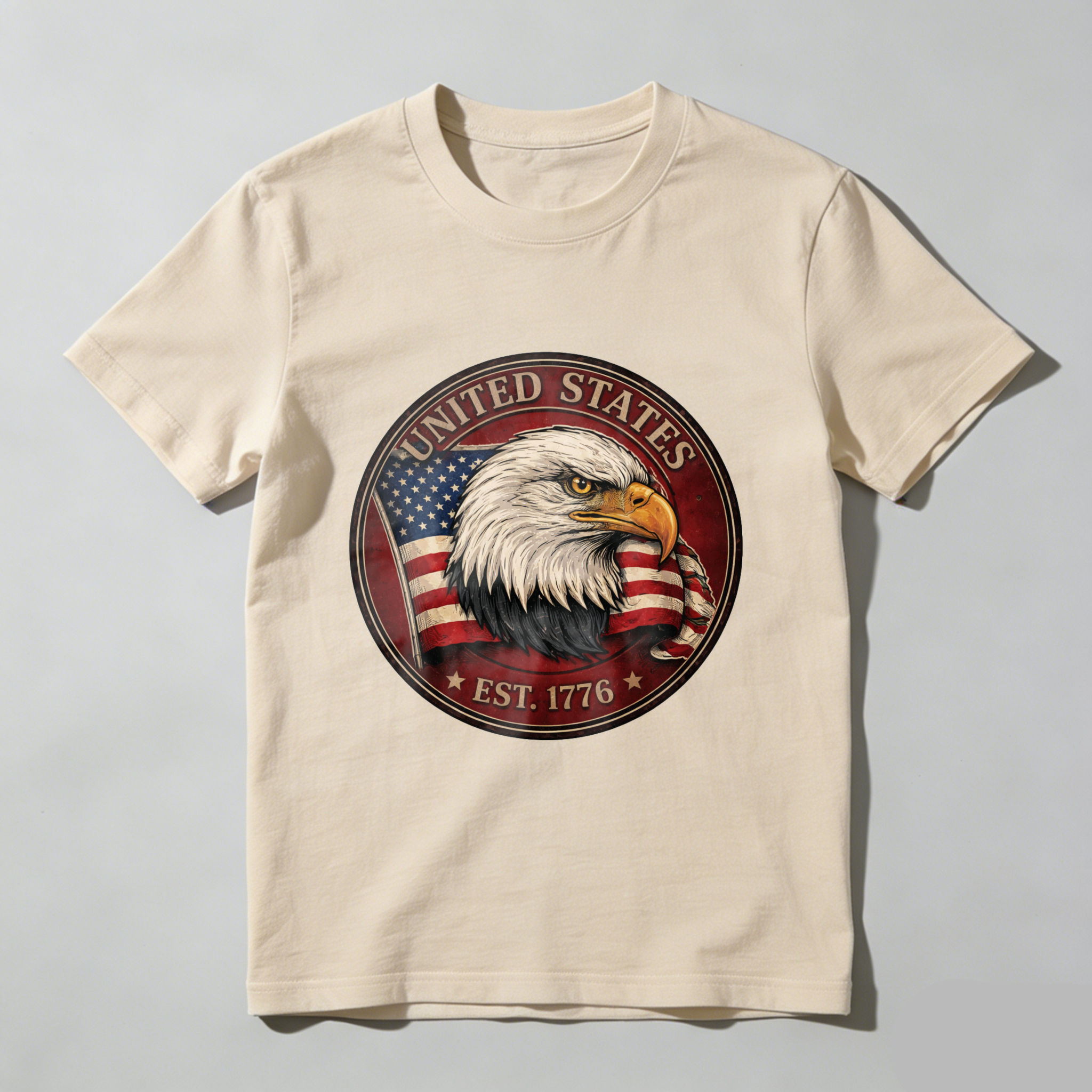 United States Eagle American Flag Patriotic T-Shirt Est 1776 Black Men's Classic Fit Shirt