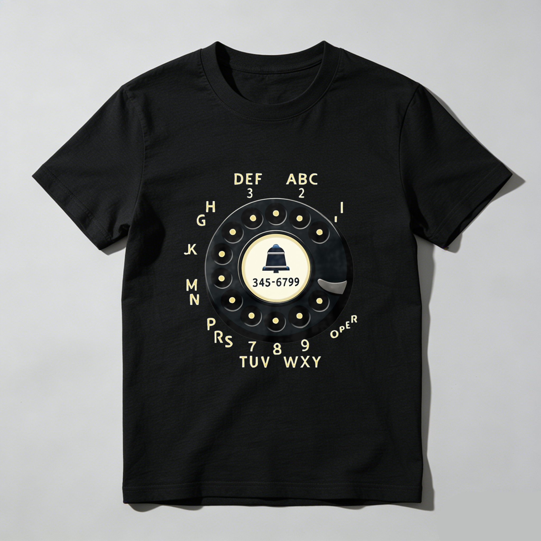 Vintage Rotary Dial Phone T-Shirt Made In Usa Classic Telephone Design Black Cotton Shirt For Men And Women Retro Communication Style Gift Idea