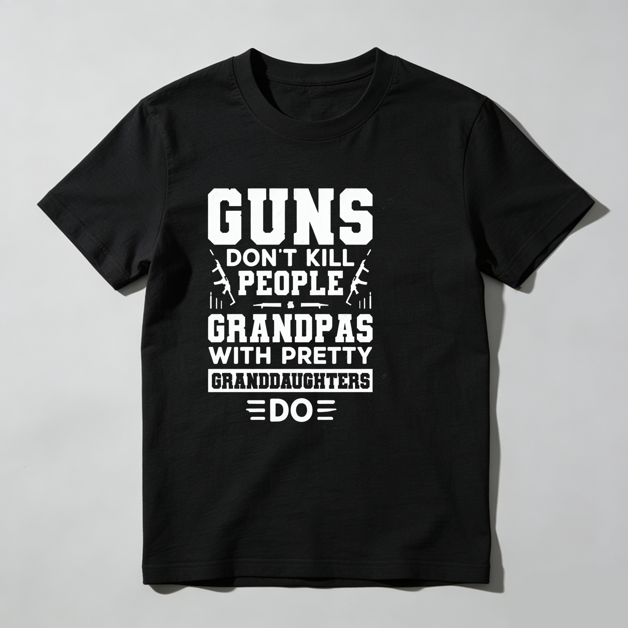 TEECURENT Guns Dont Kill People Grandpas With Pretty Granddaughters Do Pure Cotton Short Sleeve T Shirt-TeeCurent