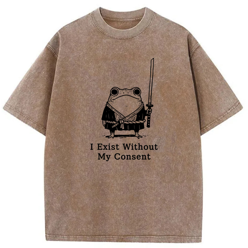Frog With Sword And Text Below tshirt 100% cotton