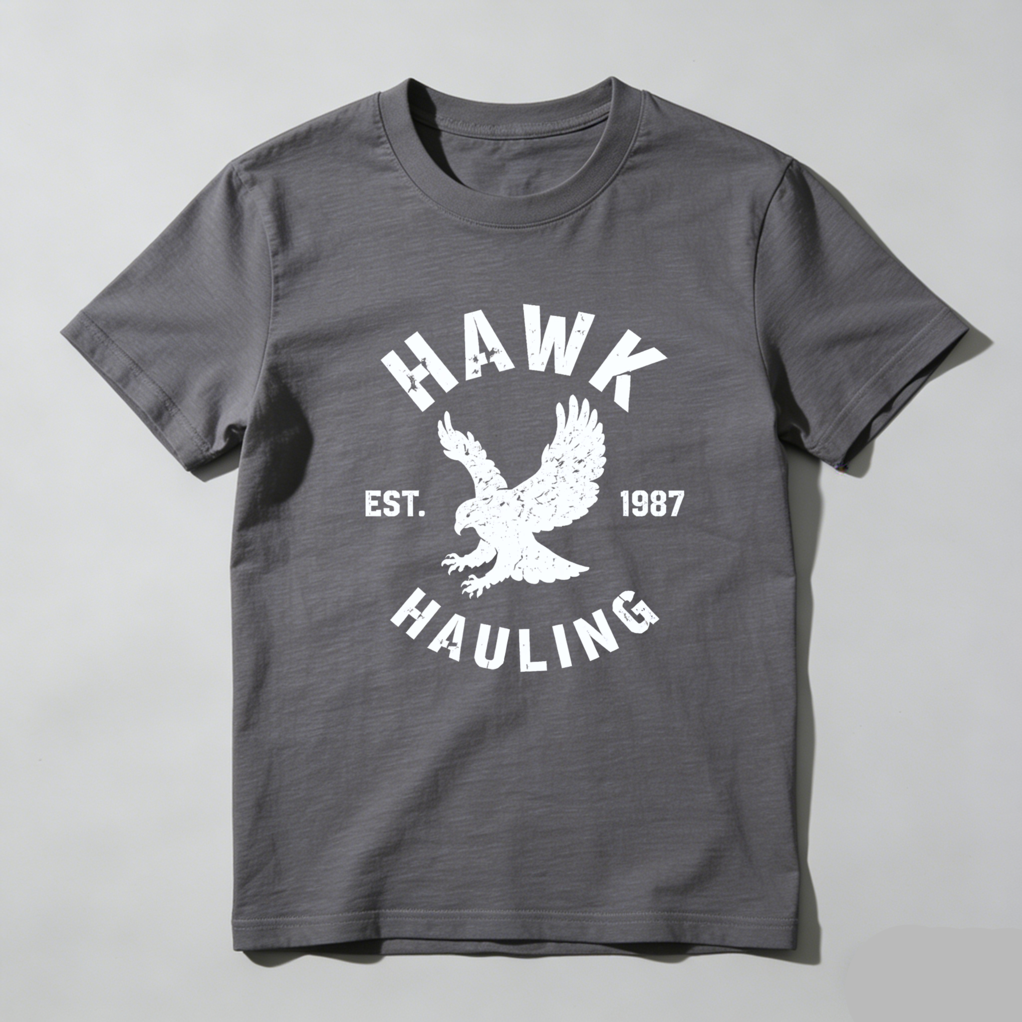 Hawk Hauling Est 1987 Eagle Logo T Shirt Black Cotton Men's Casual Graphic Tee