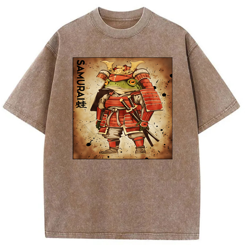 Samurai Frog In Red Armor With Sword tshirt 100% cotton