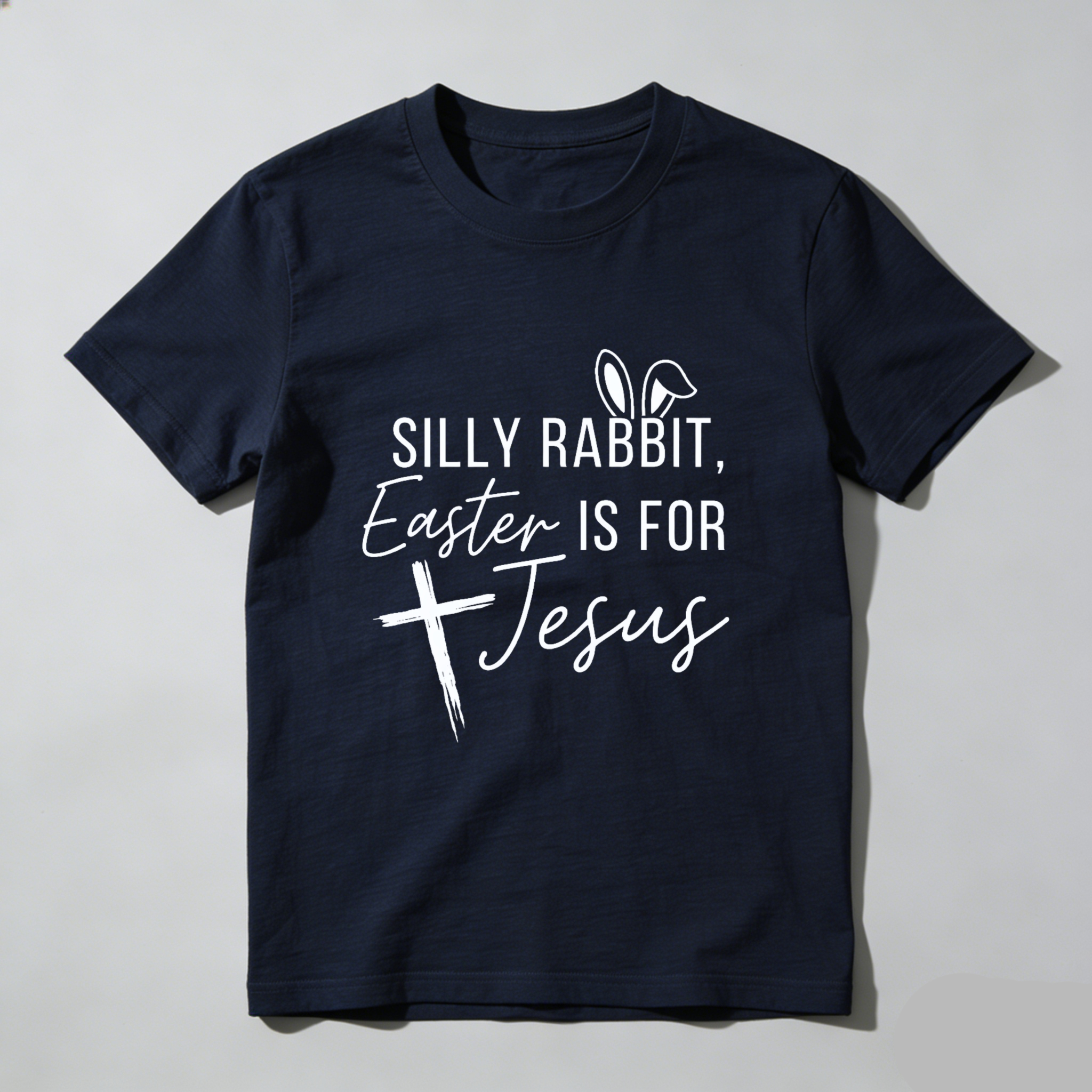 TEECURENT Silly Rabbit Easter Is For Jesus Christian Easter T Shirt With Cross And Bunny Ears Design WOMEN