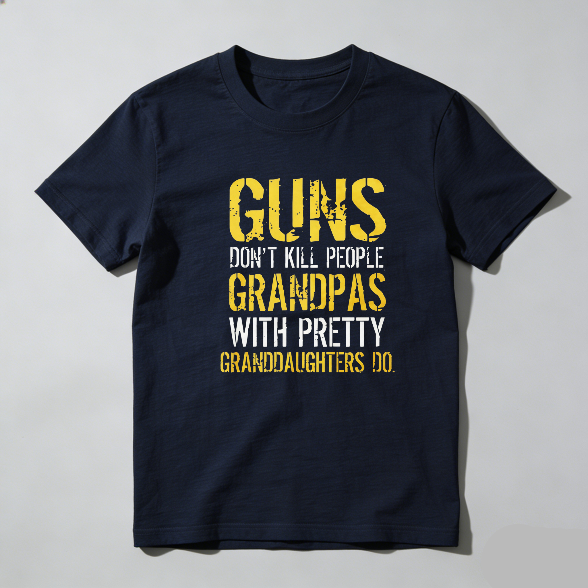 TEECURENT Guns Dont Kill People Grandpas With Pretty Granddaughters Do Pure Cotton Short Sleeve T Shirt-TeeCurent