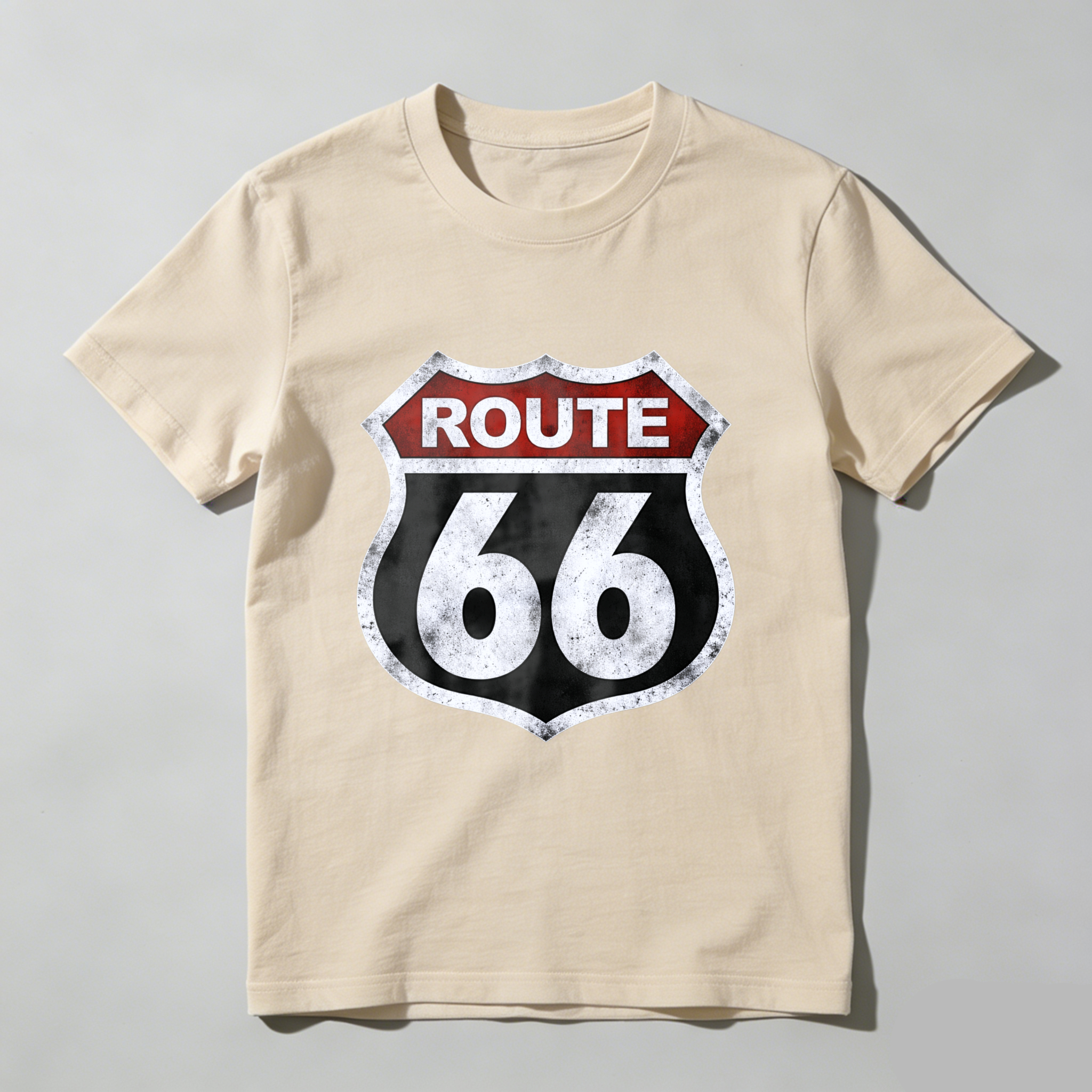 Route 66 Classic Highway Sign T-Shirt Black Vintage Road Trip Design Men Women Unisex Casual Wear