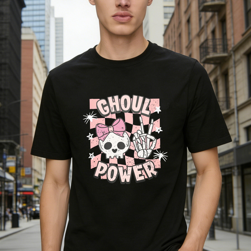 Ghoul Power Pink Skull And Bones Hand Sign Retro Checkered Unisex Classic T-shirt