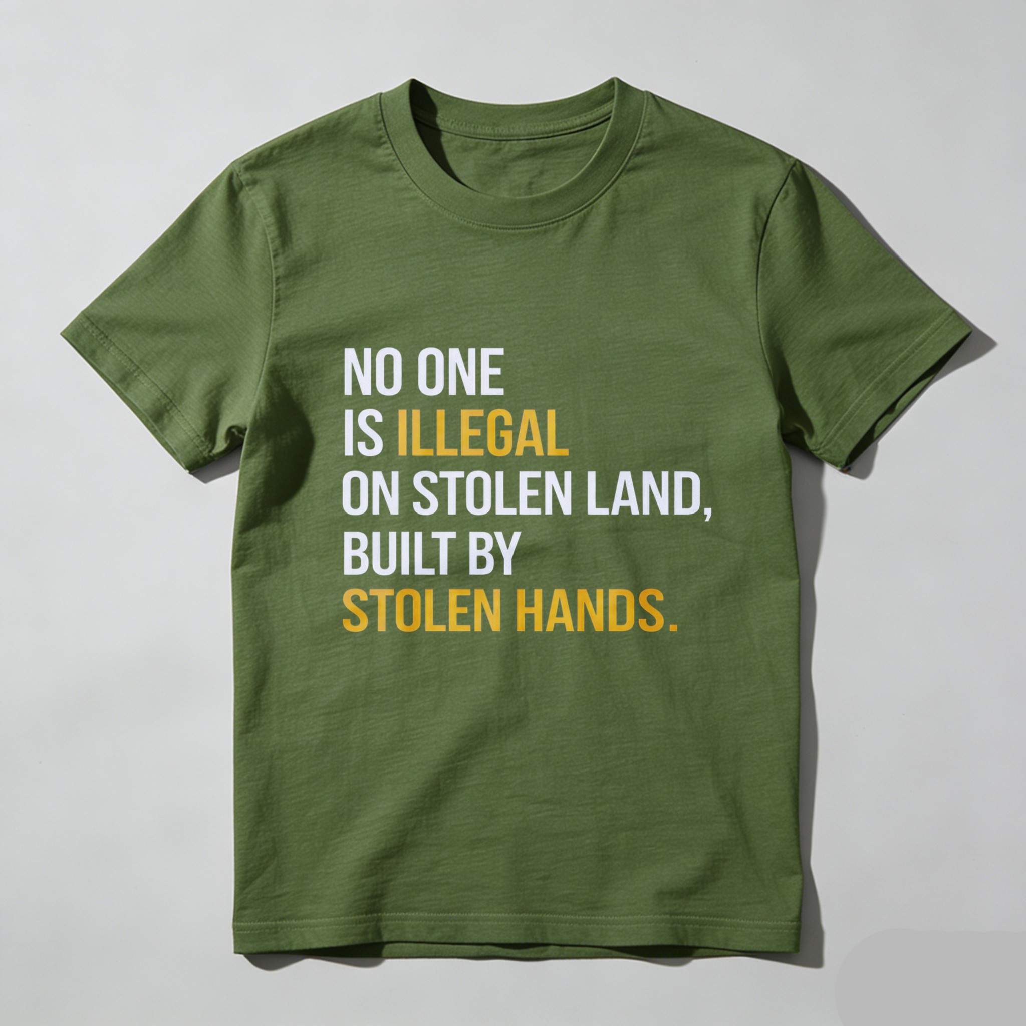 TEECURENTNo One Is Illegal On Stolen Land Built By Stolen Hands T Shirt-TeeCurent