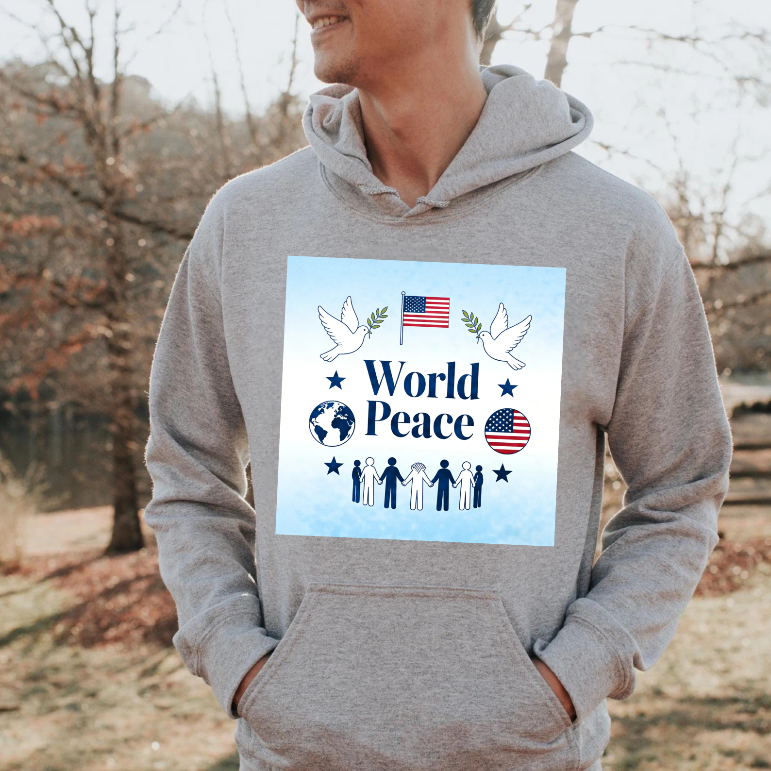 TEECURENT World Peace Usa Flag Dove And Globe Design Hoodie For Men Women Unisex Sweatshirt With American Patriotism And Unity Theme