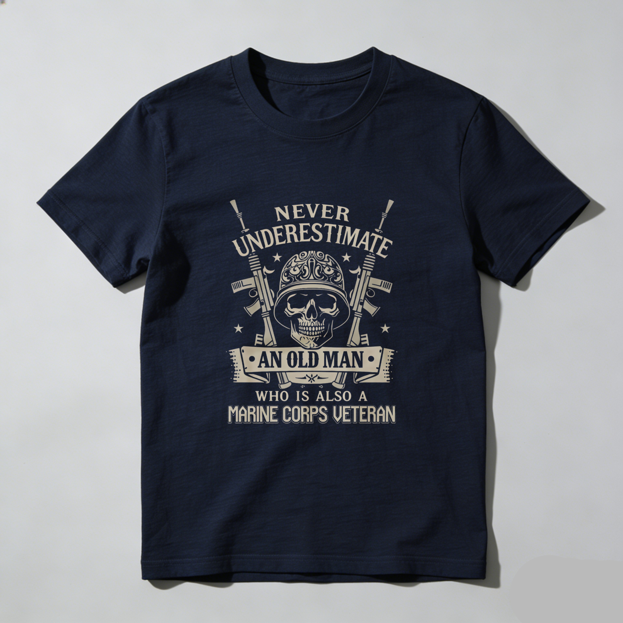 TEECURENT T-SHIRT  Never Underestimate An Old Man Who Is Also A Marine Corps Veteran