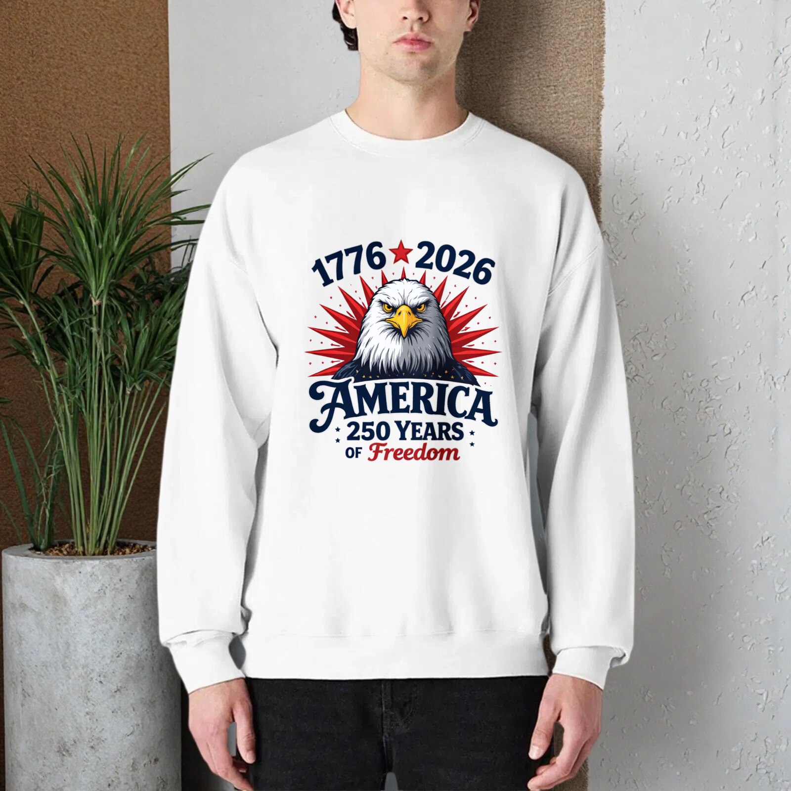 America 1776 2026 250 Years Of Freedom Eagle Sweatshirt Black