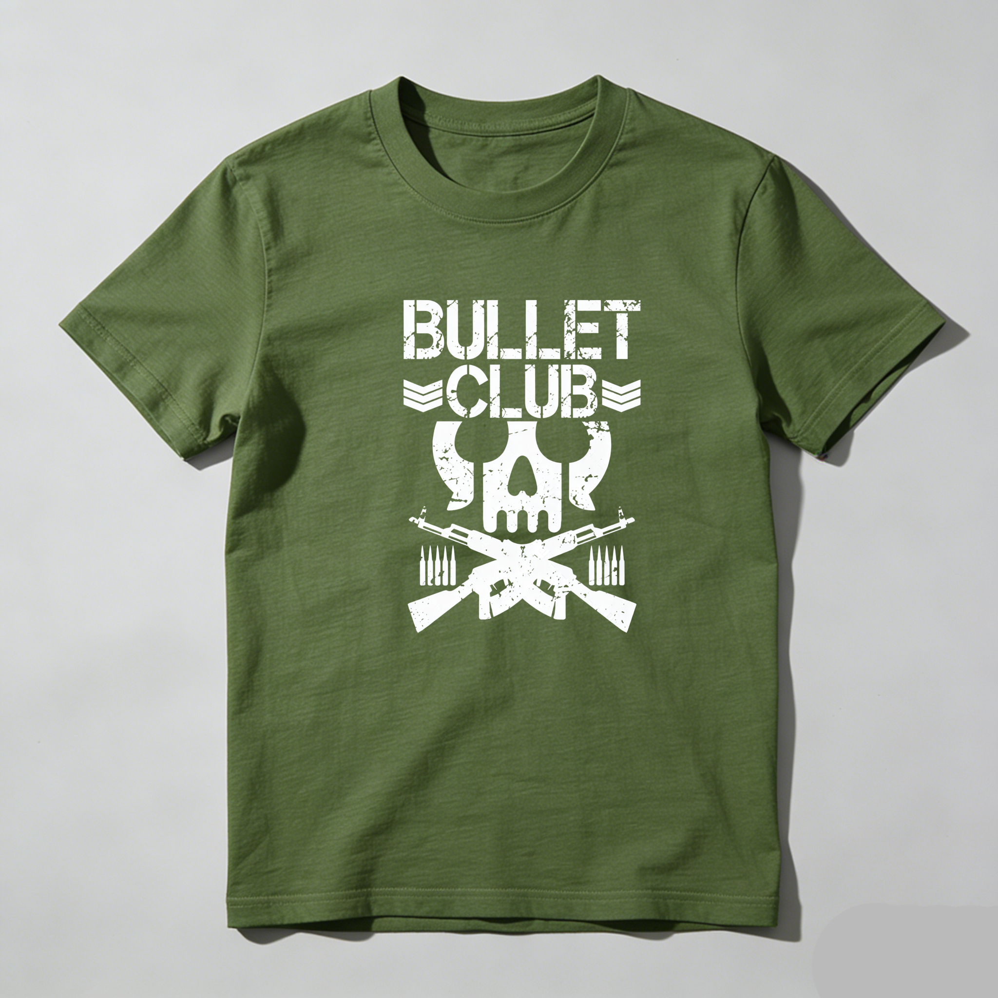 TEECURENT Bullet Club Skull And Guns Pure Cotton Short Sleeve T Shirt-TeeCurent