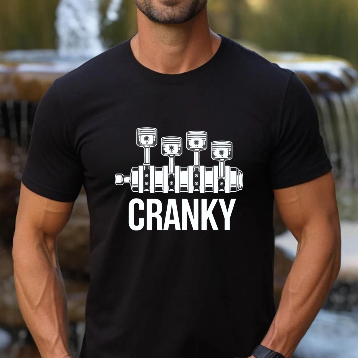 Cranky Engine Piston Design T-Shirt For Car Enthusiasts And Mechanics