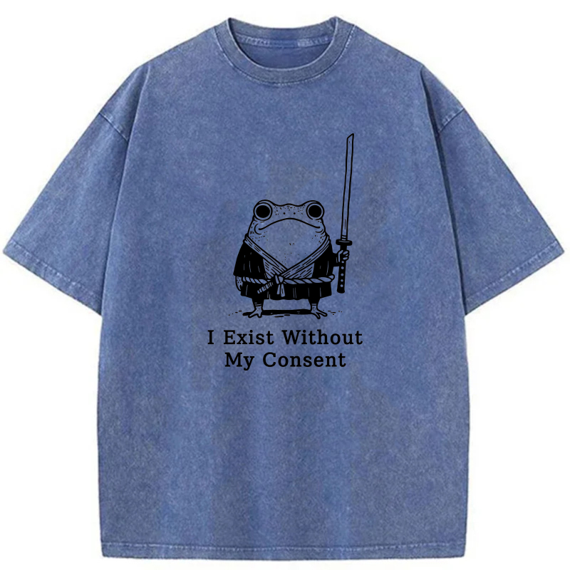 Frog With Sword And Text Below tshirt 100% cotton