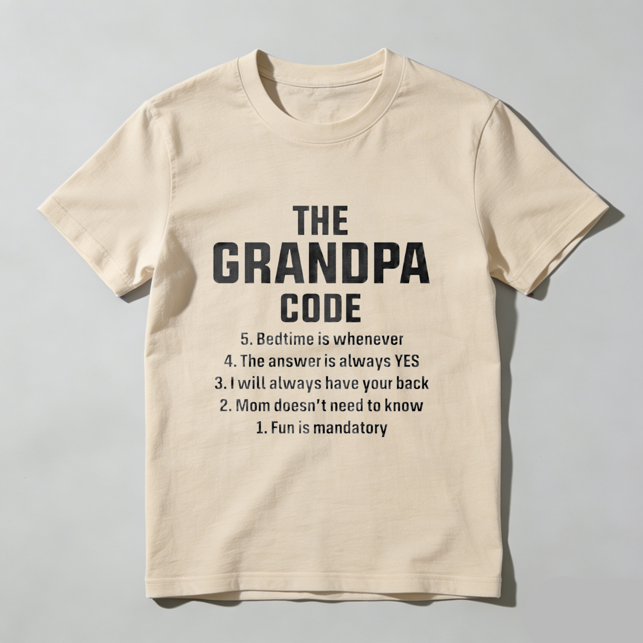 TEECURENT The Grandpa Code Fun Mandatory Yes Always Pure Cotton Short Sleeve T-Shirt
