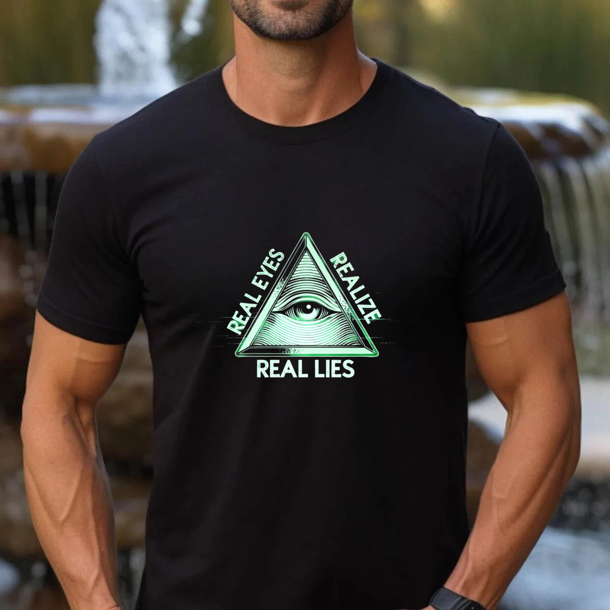 TEECURENT  Real Eyes Realize Real Lies Pyramid Eye Symbol(1) TEECURENT