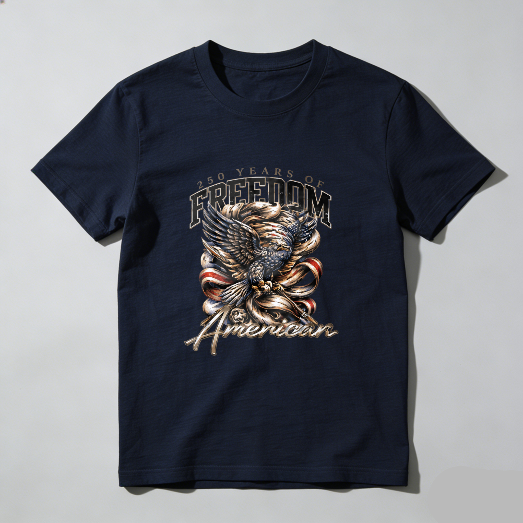 American Eagle Freedom 250 Years Patriotic T Shirt Men Women Black Cotton Graphic Tee Independence Day Celebration Apparel
