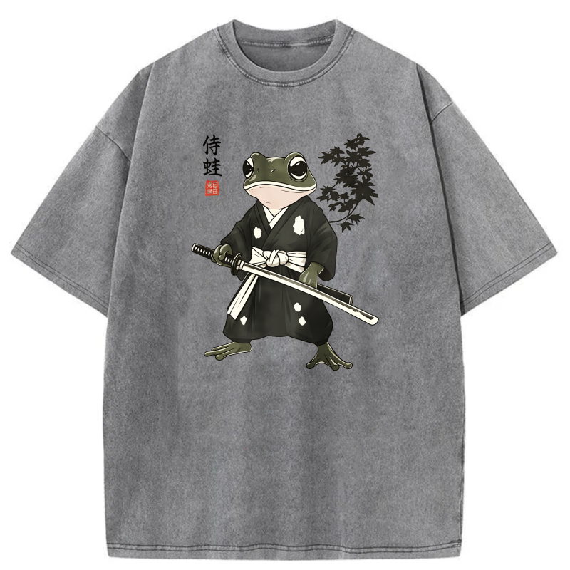 Frog Samurai With Sword And Bamboo tshirt 100% cotton