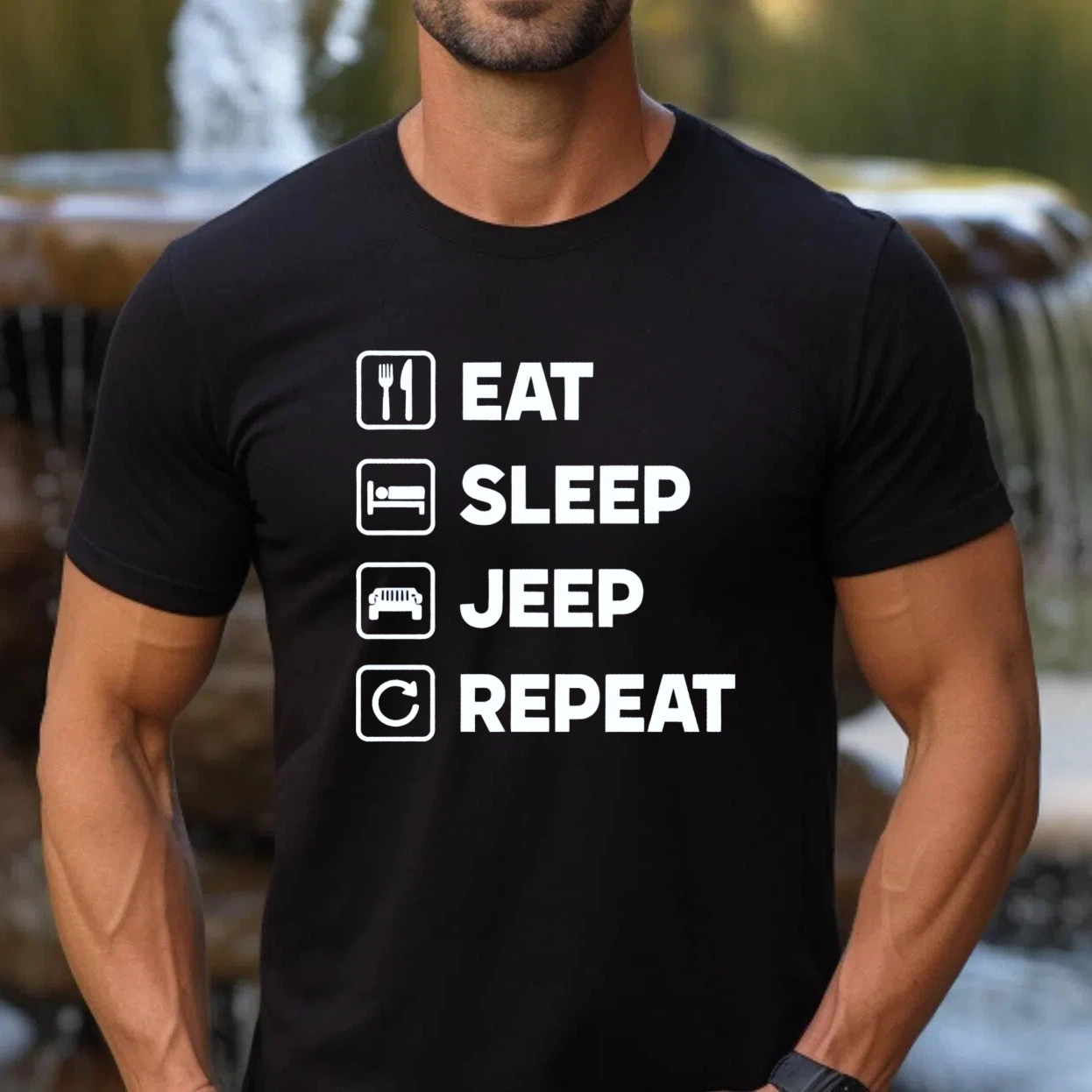 Eat Sleep Jeep Repeat T Shirt For Jeep Enthusiasts And Off Road Adventure Lovers