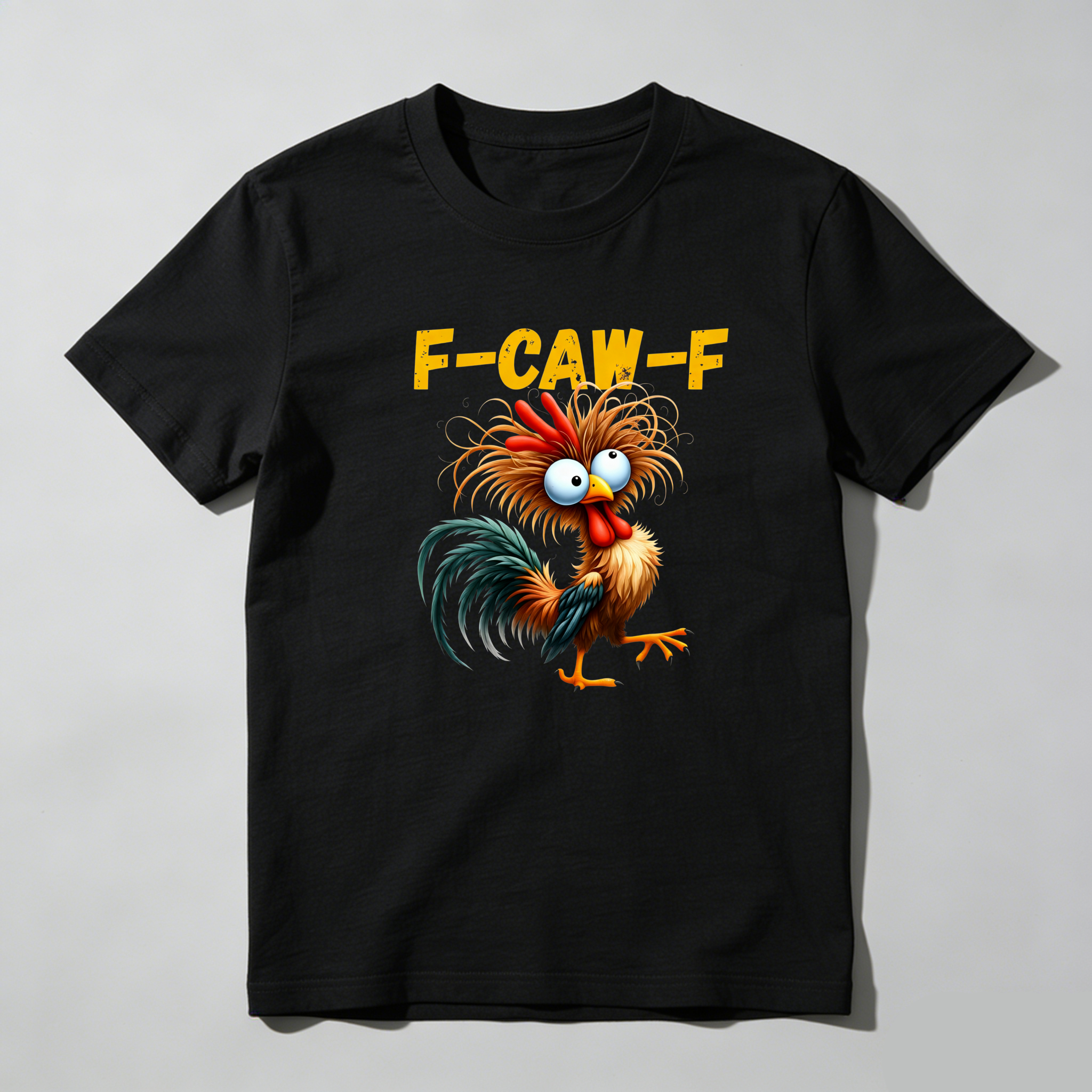 TEECURENT Funny Rooster F Caw F Pure Cotton Short Sleeve T Shirt-TeeCurent
