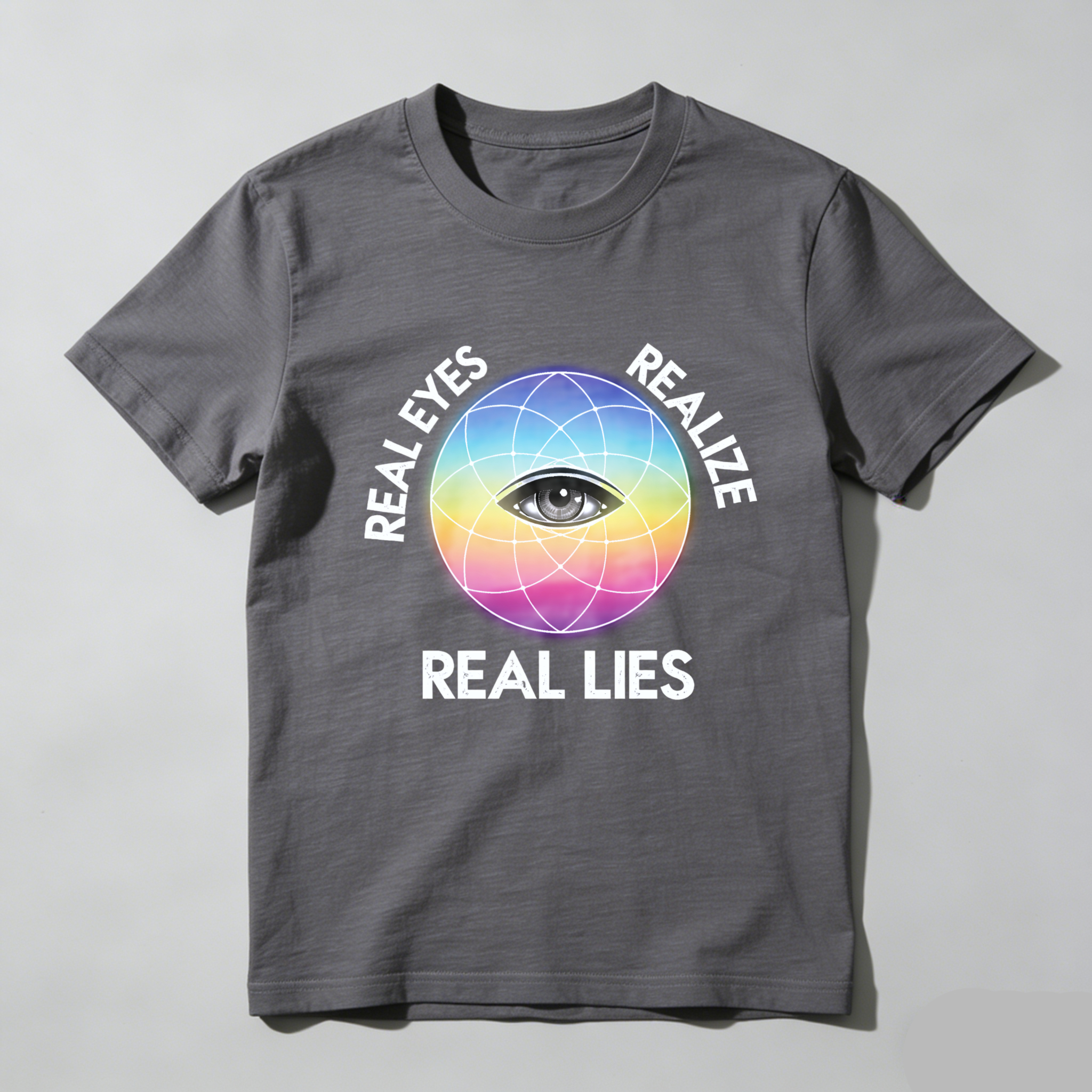 TEECURENT  Real Eyes Realize Real Lies Eye Globe Pattern TEECURENT