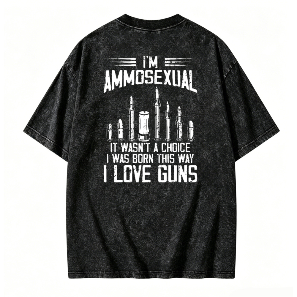 Ammosexual I Love Guns Bullet Graphic Washed T-shirt