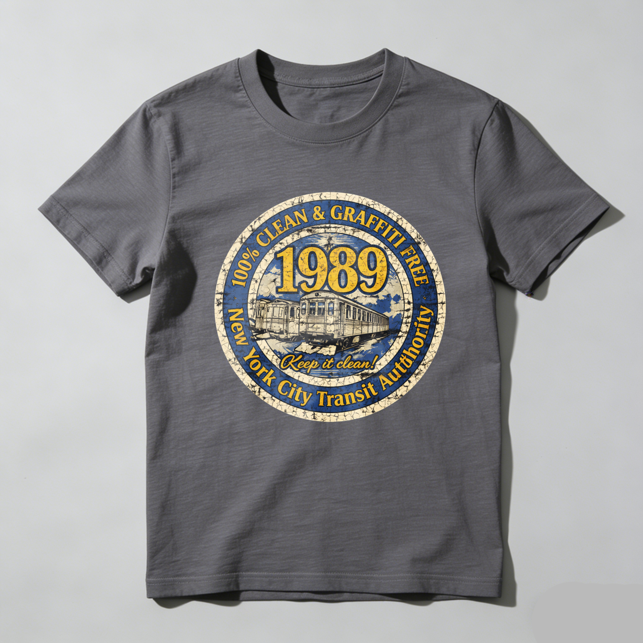 New York City Transit Authority 1989 Clean And Graffiti Free Subway Train T-Shirt