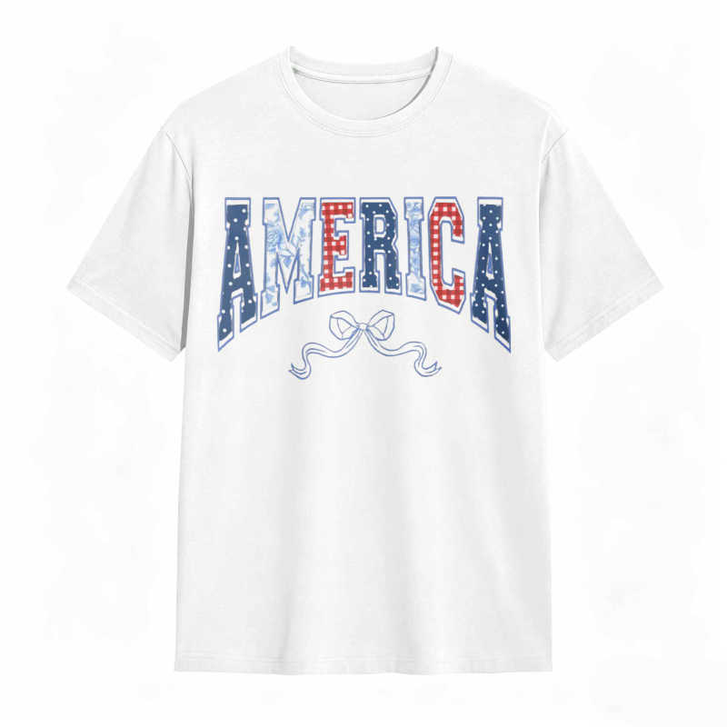 America Patriotic Stars And Stripes Design T-shirt