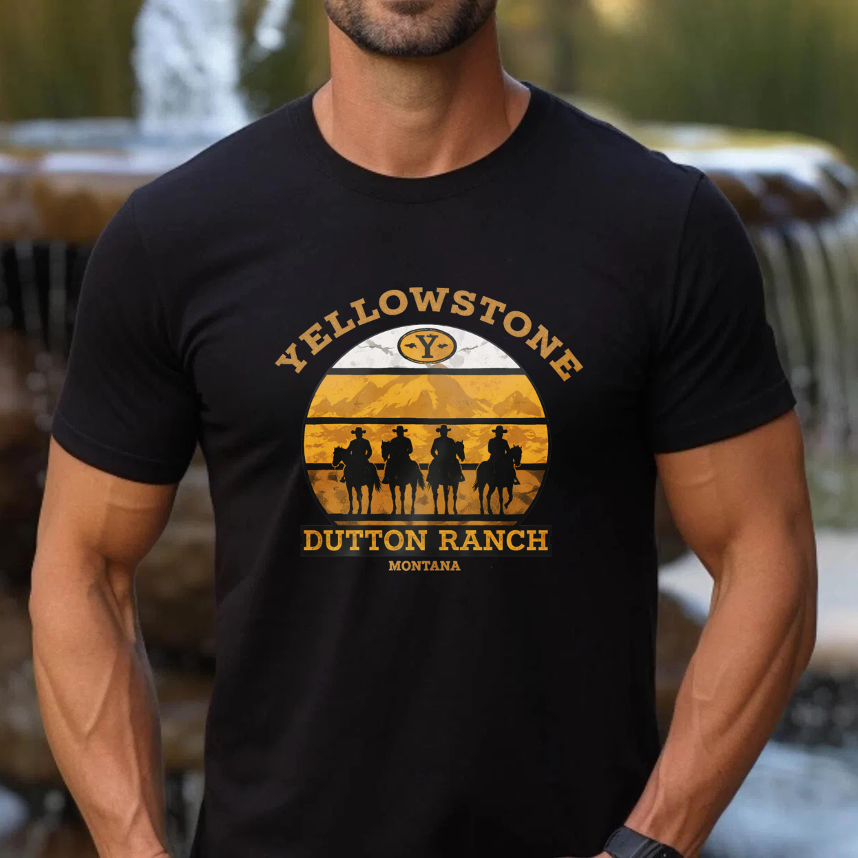TEECURENT Yellowstone Dutton Ranch Montana Western Cowboy Horse Riding T-Shirt