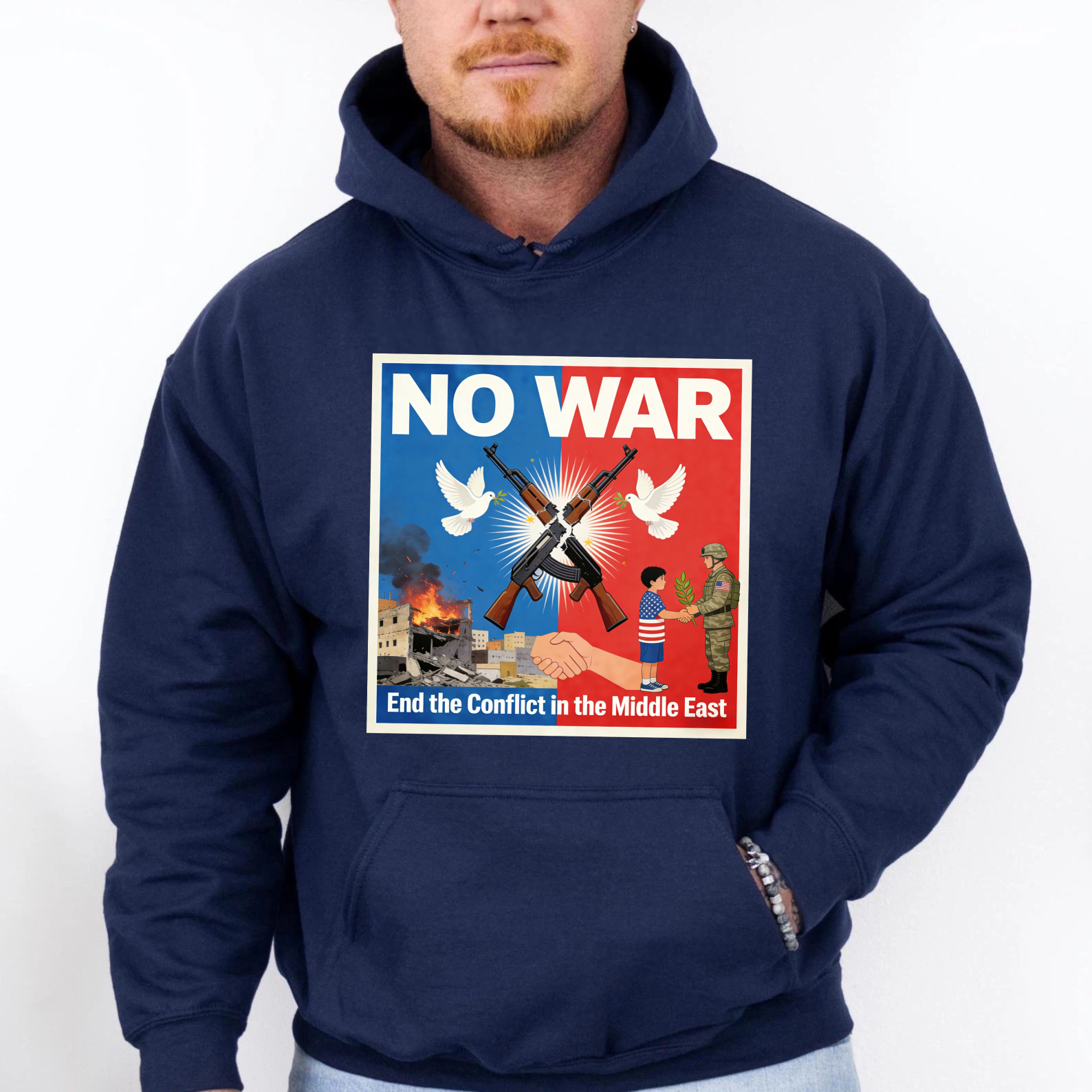 TEECURENT No War End The Conflict In The Middle East Peace Protest Hoodie For Men And Women Anti War Statement Sweatshirt With Graphic Design