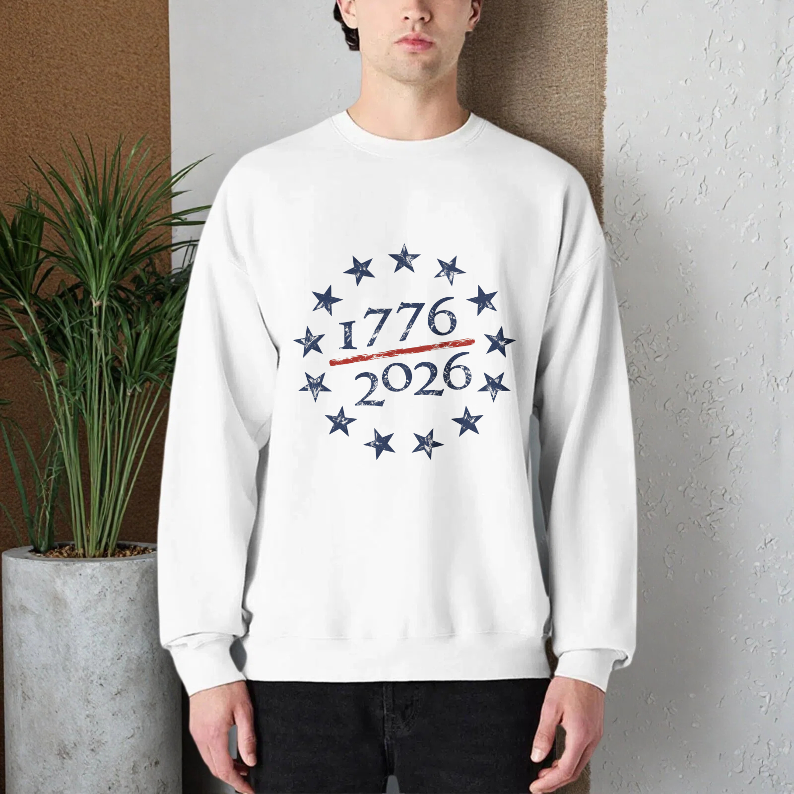 Black Sweatshirt 1776 2026 Stars And Stripes American Independence Day Celebration Apparel Unisex Casual Top